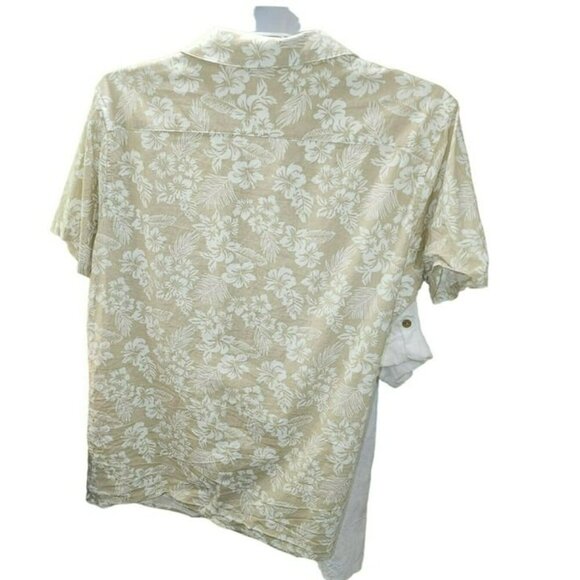 Coofandy Large Hawaiian Tropical Aloha Shirt in Tan and Cream or White for Men - Picture 3 of 6
